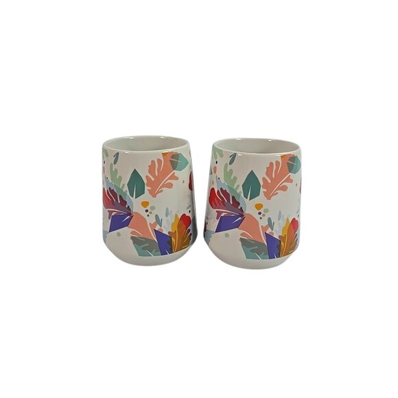 Starbucks Colorful Ceramic Mug Set 14oz Modern Abstract Floral Design Pair - Picture 3 of 5